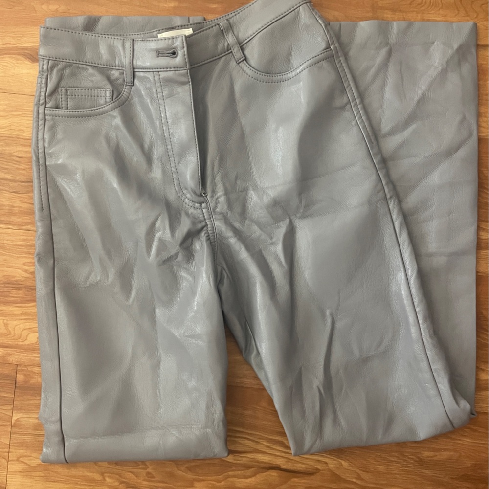 Wilfred purple/gray faux leather straight leg pants